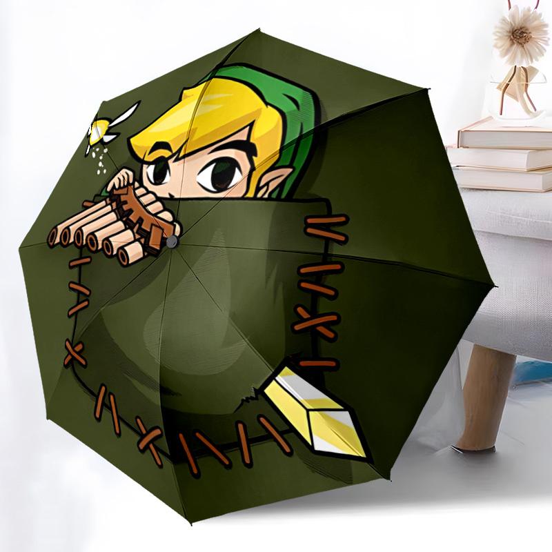 1pc Legend of Zelda Automatic Open/close Folding Portable Umbrella with 8-Rib Structure for Women/Men, All-Season Use A0901047