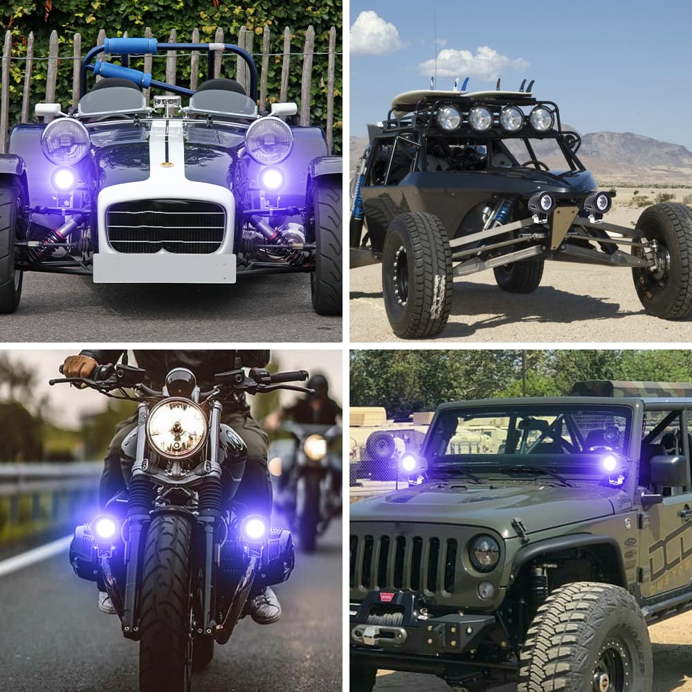 X-STYLE 10W Motorcycle Fog Lamp, Blue LED Headlight, Auxiliary Light, 12 V, 24 V,