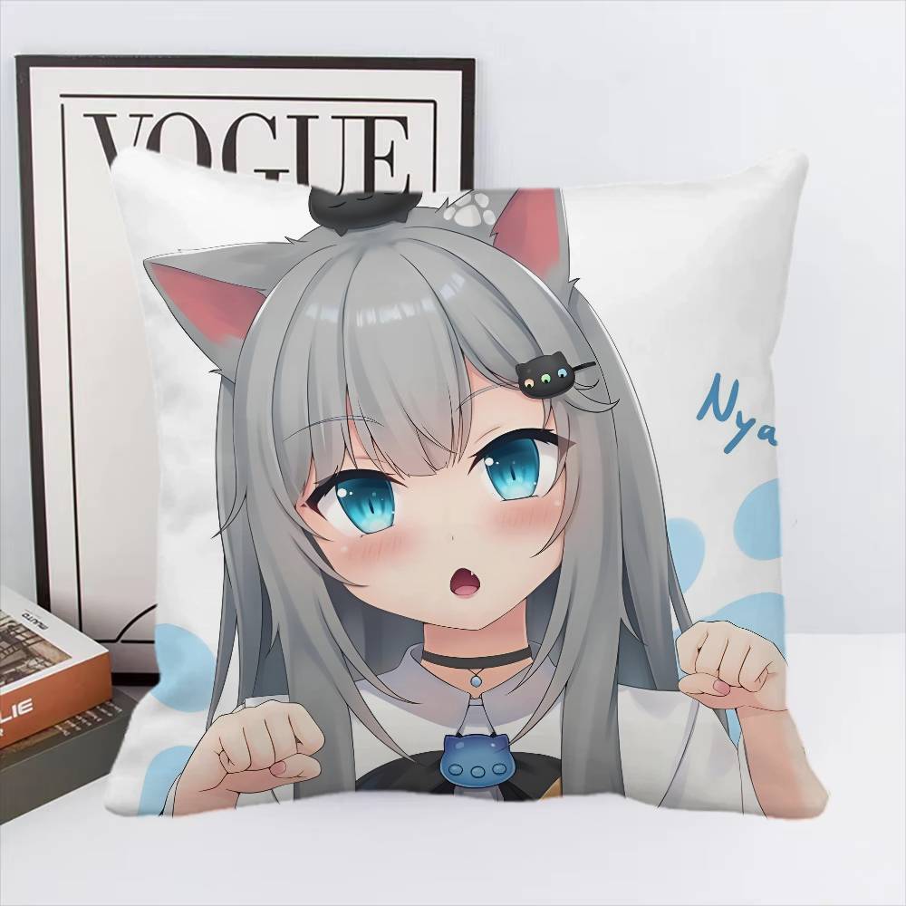 Cute NNachoneko Anime Girl Pillow Case Square Pillow Bedroom Sofa Leisure Comfort Cushion Car Home Decoration