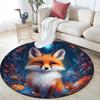 Magical Fox Round Area Rug,Carpet Rug for Living Room Bedroom Sofa Playroom Decor,Non-slip Floor Mat