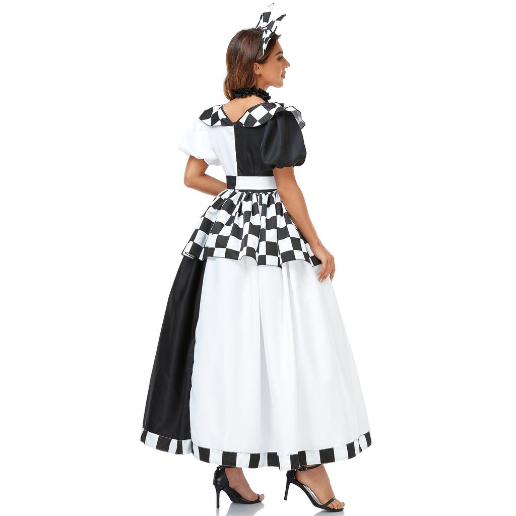 Lolita Alice Fantasy Wonderland cosPAY Black and White Checked Mickey Dress Uniform Halloween Costume