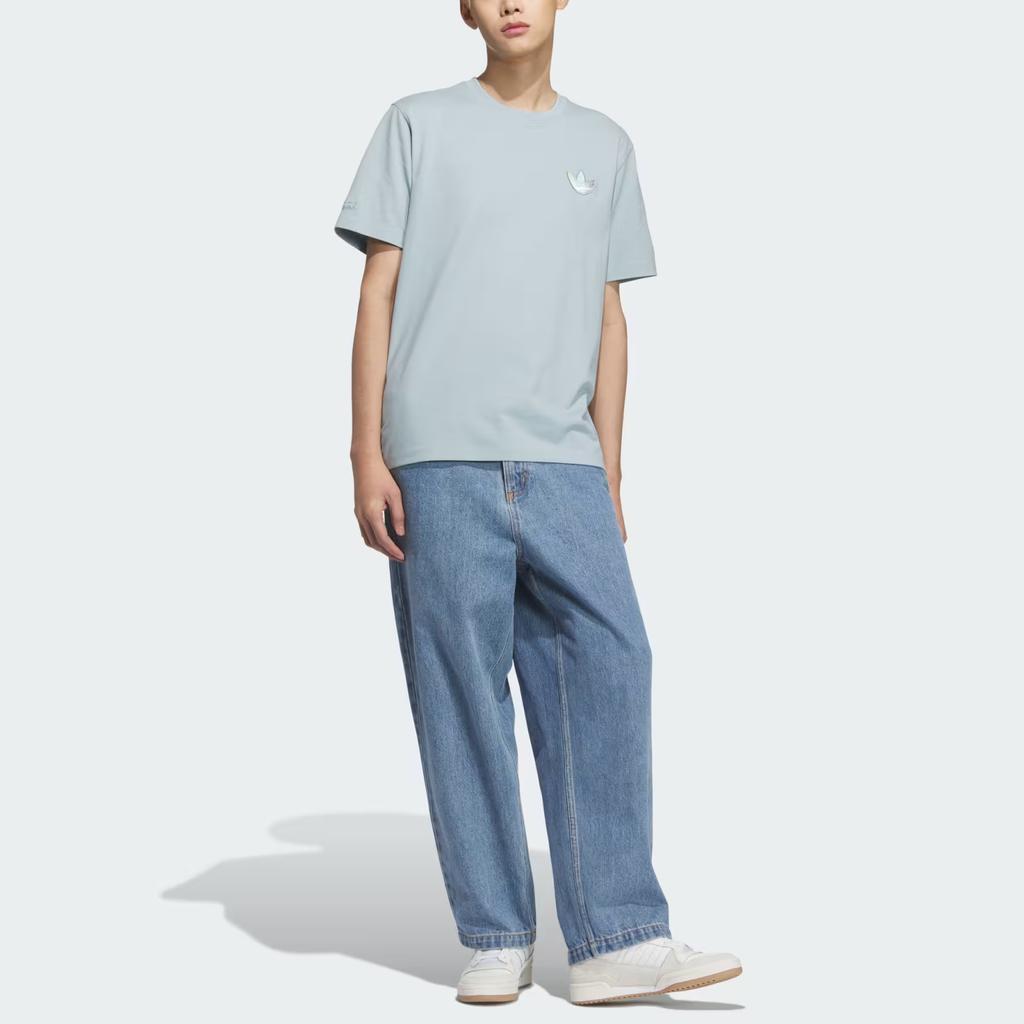 Adidas Originals Soft Comfortable Knitted Simple Short Sleeve Tee Men Tops Magic-Grey KC3122