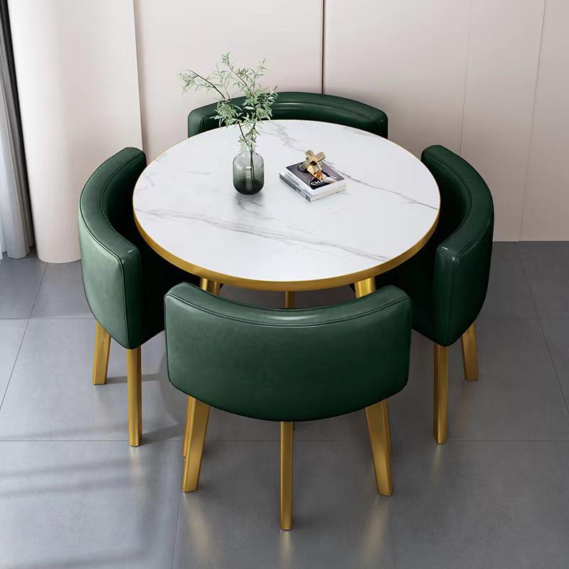 Modern Reception & Meeting Table Set: Office & Leisure Round or Square Dining Table with Chairs.