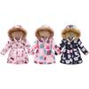 Autumn and Winter Children's Cotton Jacket Boys and Girls Fashion Printing Cartoon Big Boy Long Section Hair Collar Hooded Cotton Coat Jacket