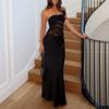 GDS European and American French Sexy Tube Top, Waist and Abdomen Perspective Lace Splicing Fishtail Hem Dress