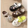 Unisex Summer Large Size Thick Bottom Cartoon Bear Indoor Hole Beach Sandals Women Men Casual Sponge Cake Anti Slip Slippers For Couples 36-41