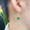 Small Green Cat's Eye Glass Earrings: Elegant and Versatile Design