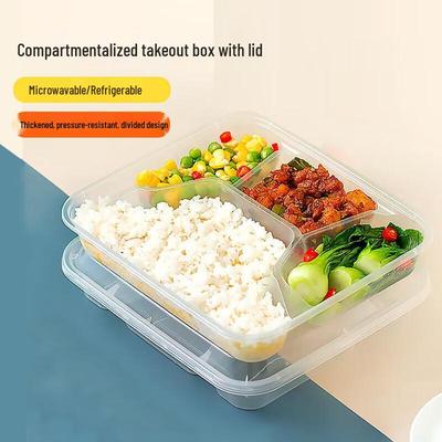 Boîte repas jetable à 4 compartiments avec couvercle