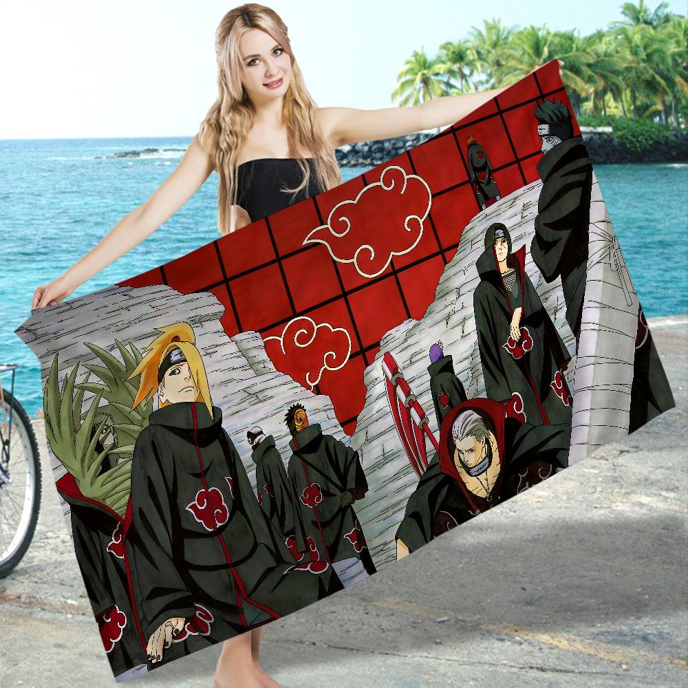 Classic Anime N-Naruto-S-Akatsuki Microfiber Blanket Drying Beach Towels Oversized Printing Super Absorbent Pool Towel Blanket