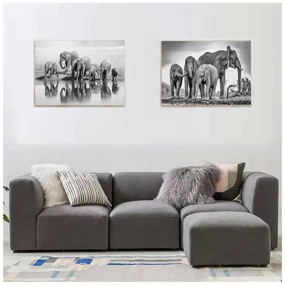 Animali moderni Poster e stampe Wall Art Canvas Painting Elefanti africani Immagini di mandrie per soggiorno Cuadros Decor Senza cornice