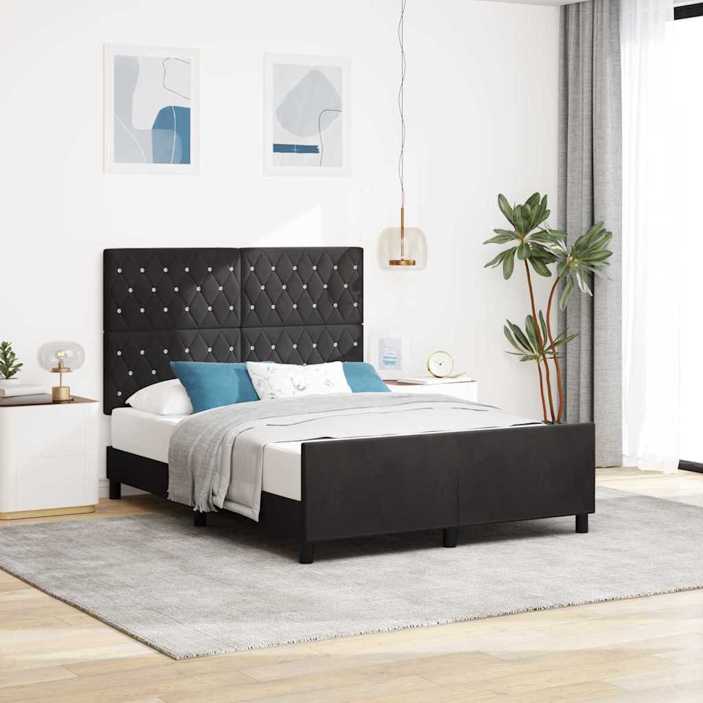 Boxspring Bed with Headboard Black 140 X 200 Cm Velvet