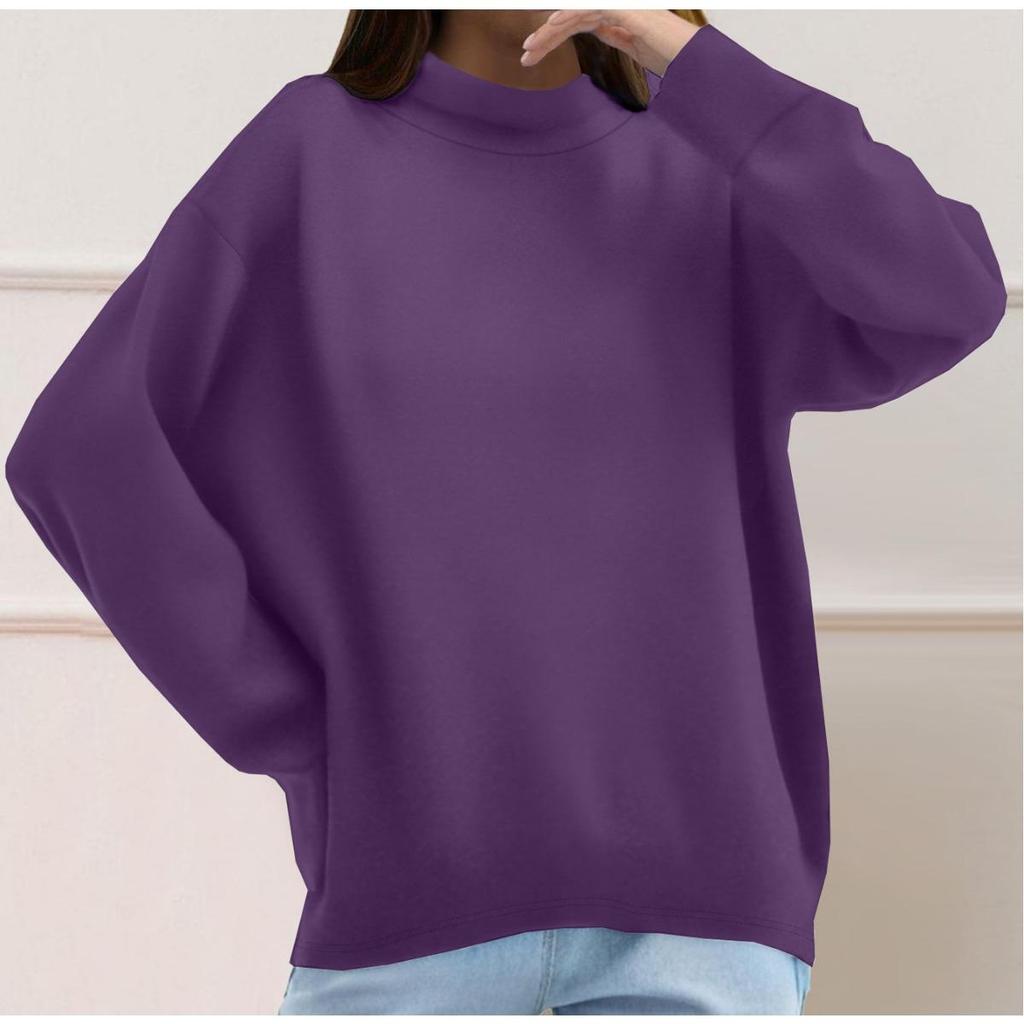 Fashion Simple Casual Long Sleeve Pullover, New Solid Color Sweatshirt, Versatile European American Style Top for Autumn Winter Crossborder