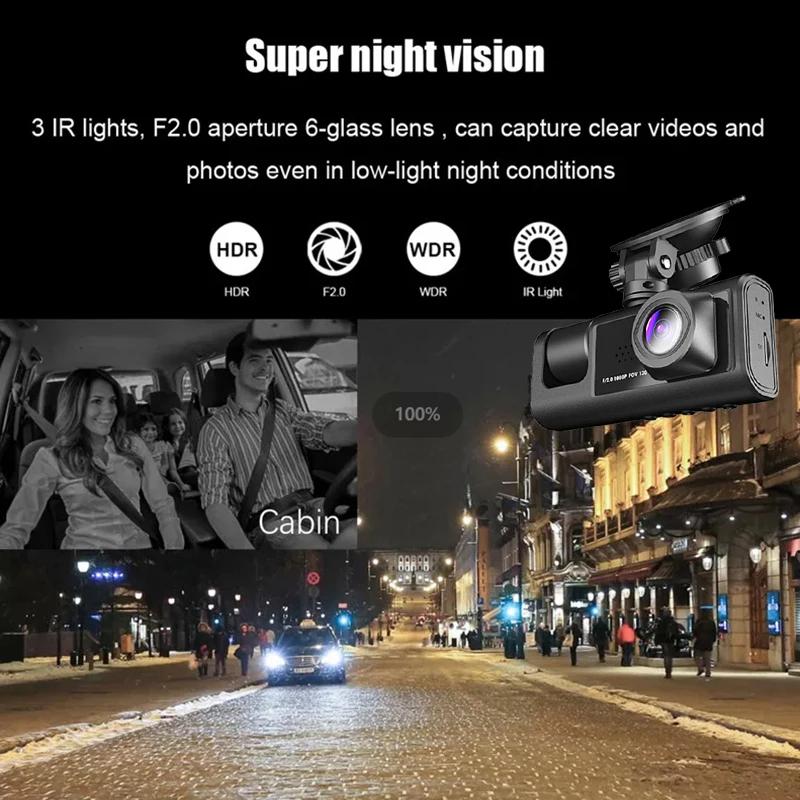 3 Camera Dash Cam for Cars 2Inch WIFI Vehicle Recorder Car DVR Rear View Camera for Vehicle 1080P Night Vision Car Assecories