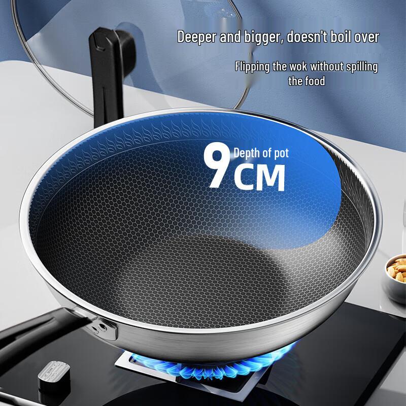 Royalstar 316 Stainless Steel Honeycomb Wok with Lid