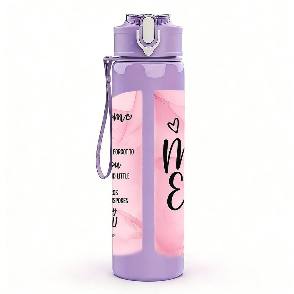 1PC Our Mom Text Quote Print 750ml Color Plastic Sports Water Bottle Leakproof Flip Straw Lid Suitable for Sports Office Home Use