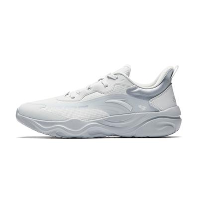Serie de Entrenamiento Tejido Cuero Sintético Moda Versátil Absorción de Impactos Duradero Zapatillas de Entrenamiento de Caña Baja Zapatilla Hombre Blanco Gris 912547703Q-1