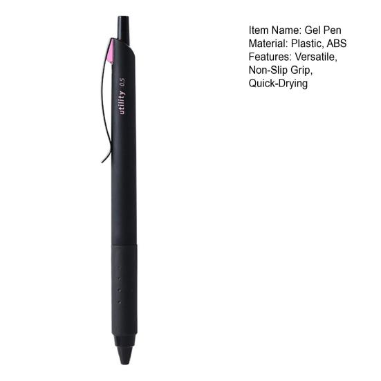 Gel Pen Quick-Dry Black Ink 0.5mm Smooth Writing Pen for Exams Office Non-Slip Grip Silent Click Retractable Pen for Library Classroom