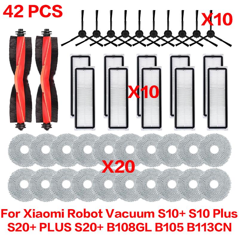 For Xiaomi Robot Vacuum S10 Plus S10+/ S20+ PLUS /S20+/B108GL / B105 / B113CN Spare Parts Filter Main Side Brush Mop Accessories