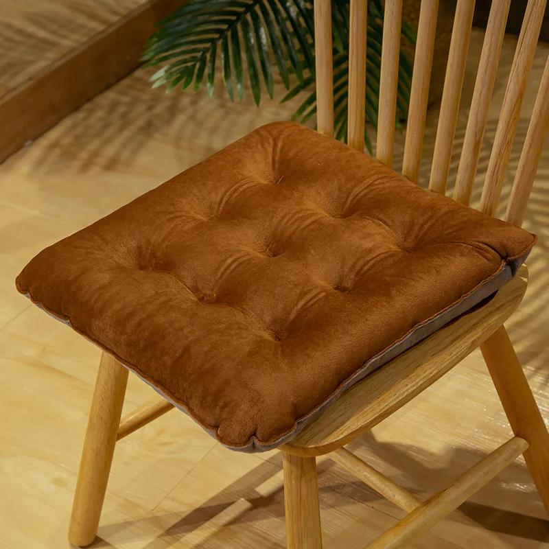 Solid Color Crystal Velvet Color-matching Chair Cushion Winter Warm Seat Cushion Student Stool Butt Office Chair Cushion