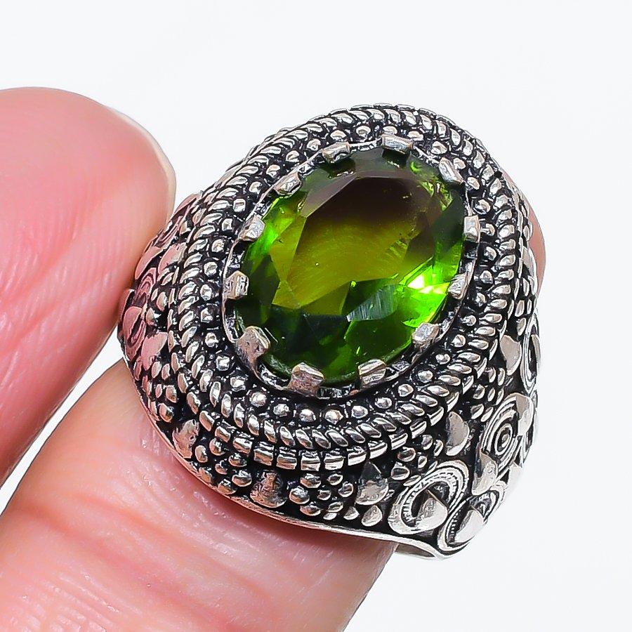 

Натуральный Перидот Драгоценный Камень Ручной Работы 925 Стерлинговое Серебро Ювелирное Кольцо Размер 9 g4h63