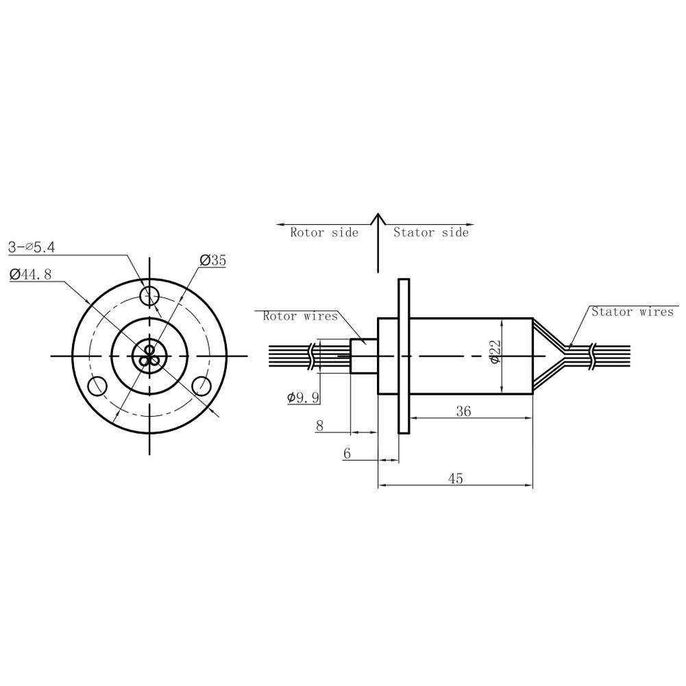 22mm vodivý sběrný kroužek 30A 150 ot./min 0~600V ACDC