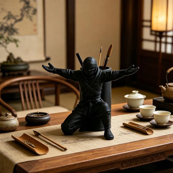 3D-gedruckter Ninja-Stifthalter für den Schreibtisch PLA-Organizer für Stifte Marker Bürobedarf Einzigartiges Geschenk für Schüler Lehrer Fans