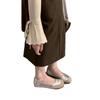 Retro soft-soled round head shallow mouth versatile single shoes grandma shoes Doudou shoes French Mary Jane shoes flat large size women's shoes