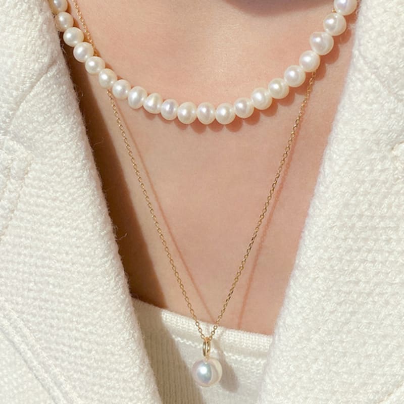 MAYBETOI 14K Elle Freshwater Pearl Bead Necklace