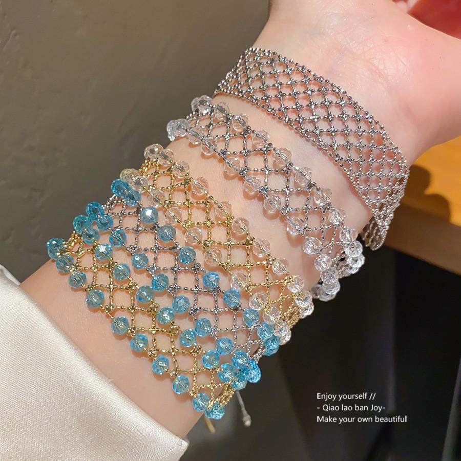 Crystal Mesh Cross Wrap Bracelet With Elegant Design For Female Office Wear