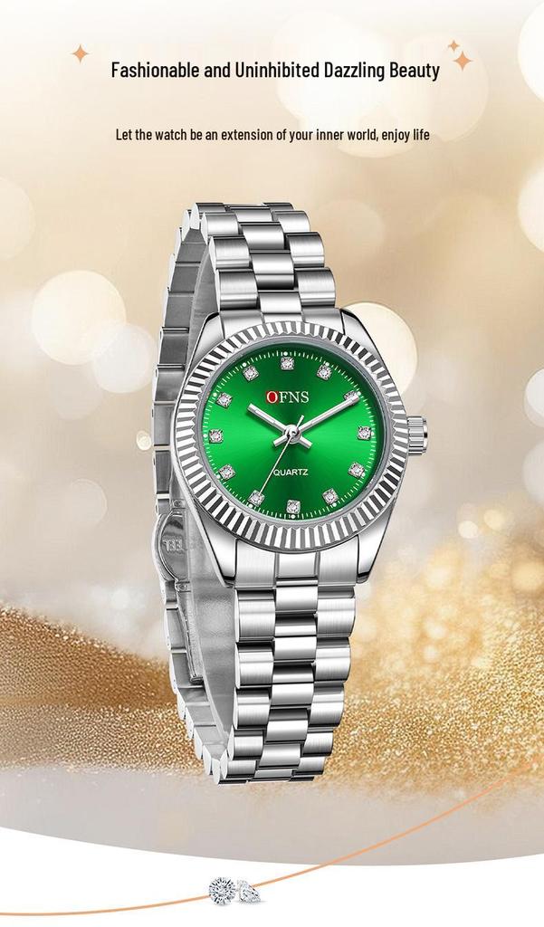 Oufanni Women's Luminous Quartz Waterproof Watch with Steel Band