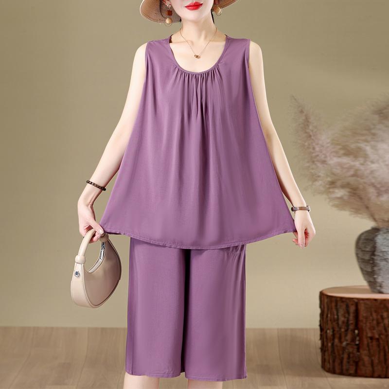 Women's Plus Size Sleeveless 2-Piece Set, Casual Tank Top & Capri Pants (XL-7XL)