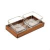 Vassoi da portata in vetro divisi con vassoio in legno Piatto per frutta secca Display per antipasti Snack