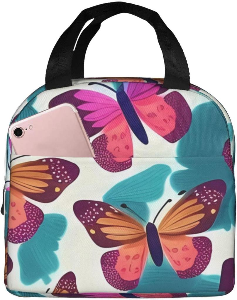 Beautiful Insect Purple Butterfly Insulated Lunch Bag Thermal Freezable lunch Tote Waterproof Bento Lu nch Box Women Men Lunc h