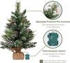deeinglif 2ft Mini Christmas Tree with LED Lights, Pine, Branches, Cones, Cloth Bag Base – Holiday Decor