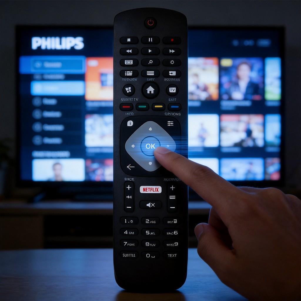 Infrarot-Fernbedienung für Philips TV mit langlebiger schwarzer Oberfläche und einfacher Bedienung