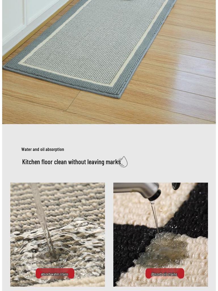 High-End Non-Slip Kitchen Floor Mat: Absorbent, Oil-Resistant, Wear-Resistant, Machine Washable Rug for Entrance.