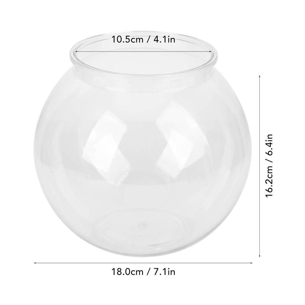 Heavy Duty Plastic Round Fish Bowl Break Proof Multipurpose Small Round Fish for Desk Bookcase Decorations