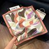 Sen green flower print fresh imitation silk scarf premium versatile square scarf neck protection scarf trendy headscarf scarf women