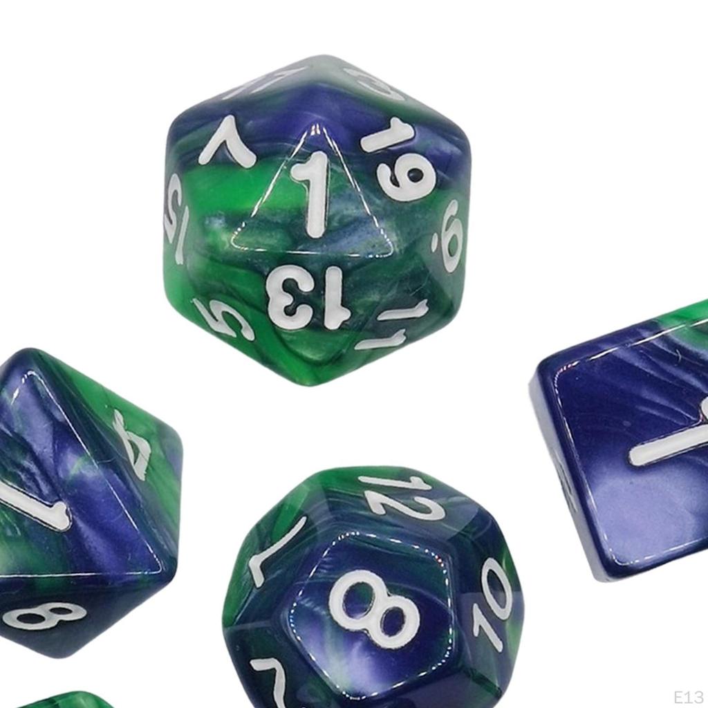 7 Pieces Acrylic Polyhedral Dices D6 D4 D8 D10 D12 D20 Gifts Board Game Props Durable for Role