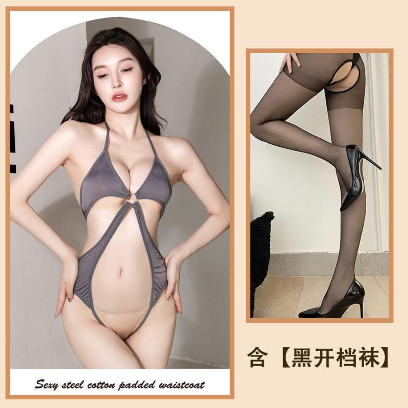 Sex Underwear Sexy Tights Seduction Neck Gathering Cross Strap Backless Open Sling Sling