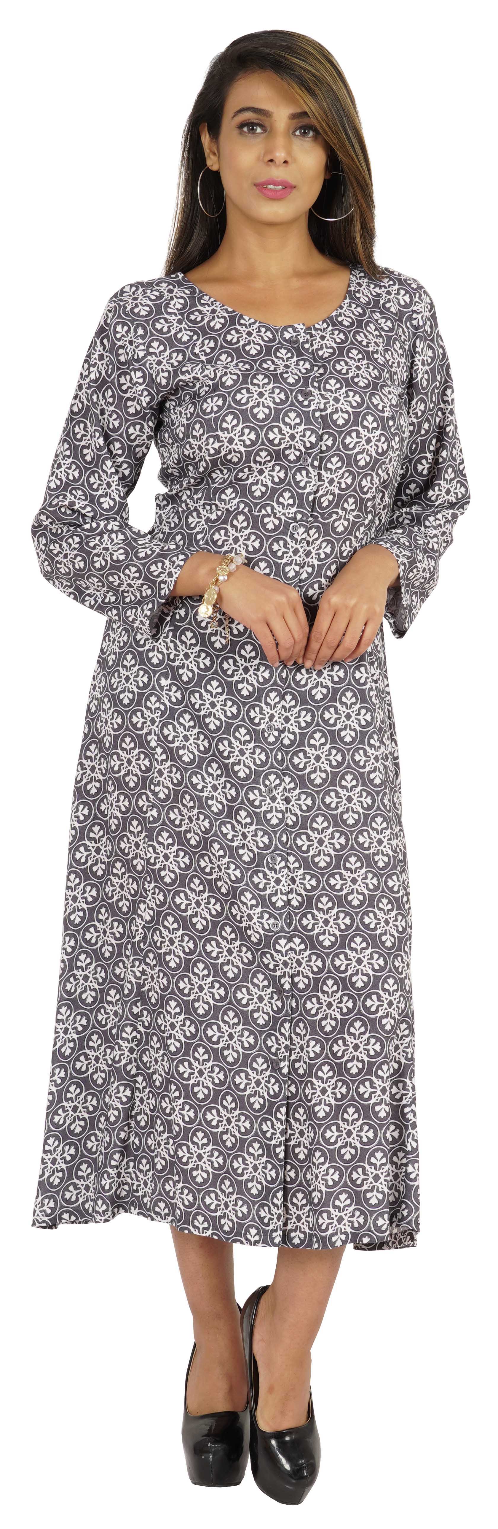 

Жіноча сукня максі з принтом Bimba, етнічна сукня з планкою на ґудзиках, повсякденна віскоза XXL сірий колір
