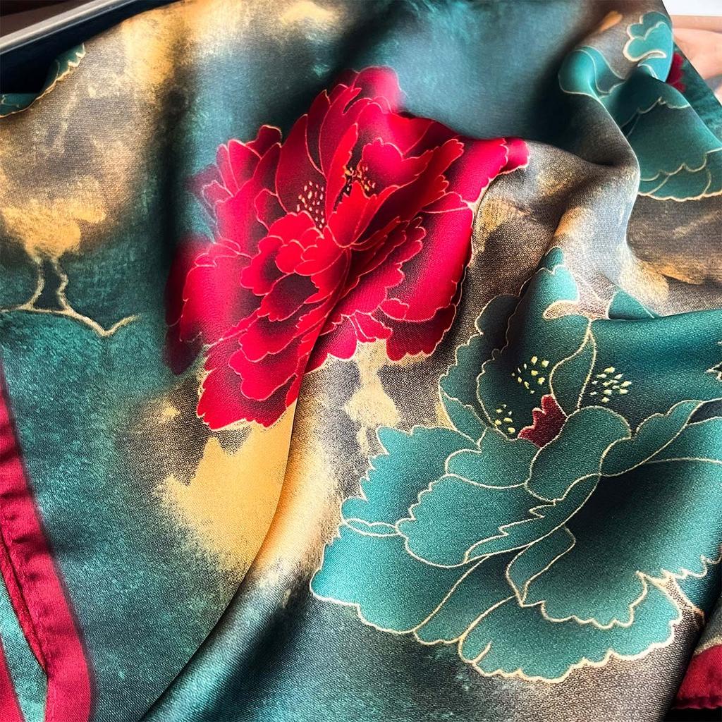 Square Scarf Women‘S Imitation Silk Bandanna Print Shawl Headband Fashion Hair Shawl SpringSummer Luxury Neckerchief Hijab