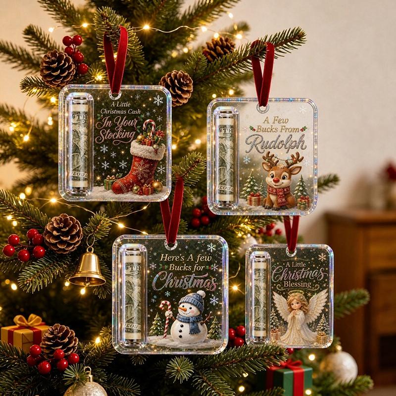 Christmas Money Holder Ornament Cash Gift Card Holder Hanging Decor Xmas Tree Pendant 2027 New Year Home Decor