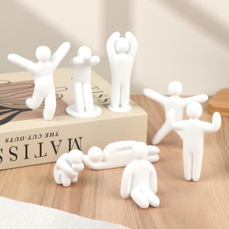3/8Pcs 3D Printed Human Figurine Ornament Diy Paintable Mini Human Figure Statue Model For Desk Decorative Display Toys