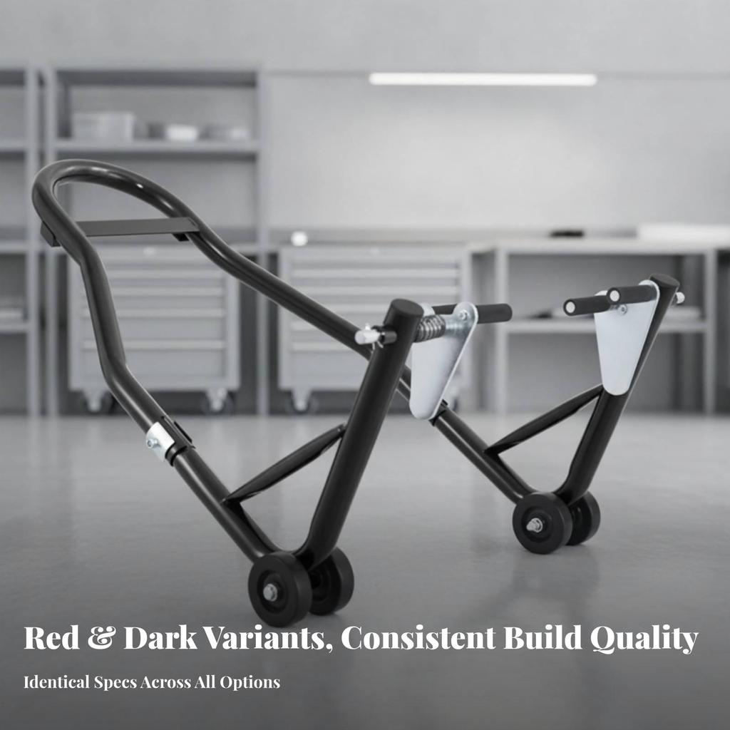 HeavyDuty Motorcycle Front Wheel Stand | Sturdy Tubular Iron Frame, Secure Clamp, Support