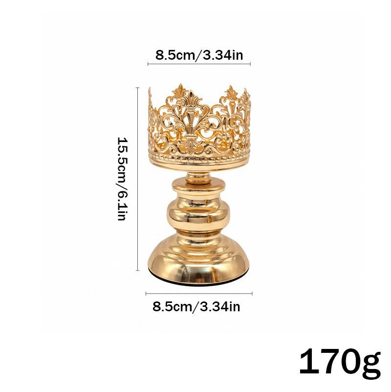 European Retro Hollow Crown Wrought Iron Candlestick Set - Wedding Decoration