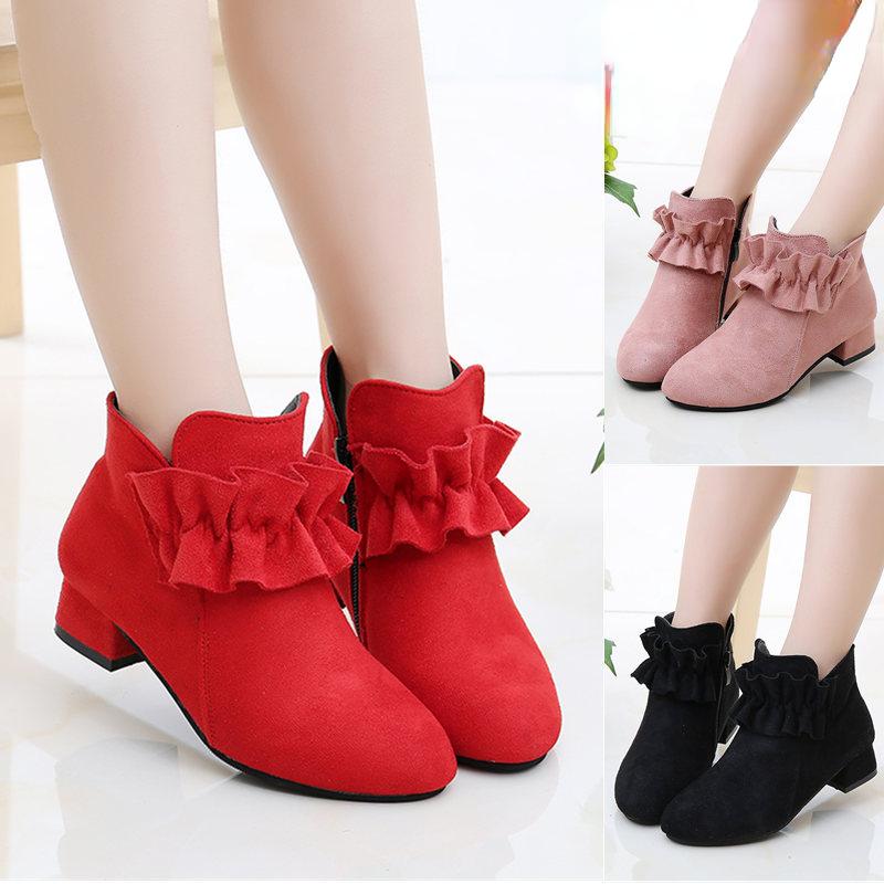 Kid Fashion Boots 2025 New Girl Princess Boot High Heel Ankle Boot Sweet Single Boot Plus Fleece Short Boot Kid Shoe Girl Boot