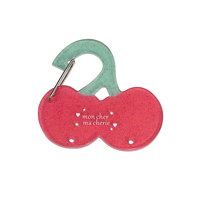 1 Piece Cute Transparent Acrylic Cat Leaf Cherry Hollow Out Climbing Buckle Keychain Sweet Doll Bag Pendant  Accessories