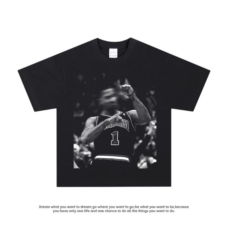 American blockbuster NBA star print T-shirt Owen Morant Curry James Kobe Ross cotton short-sleeved men S