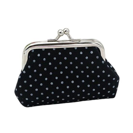 Women Coin Purse, Polka Dot Printing Mini Lightweight Pouch, Pocket Size Kiss Lock Coin Pouch, for Coins Earrings Hair Ties Small Items